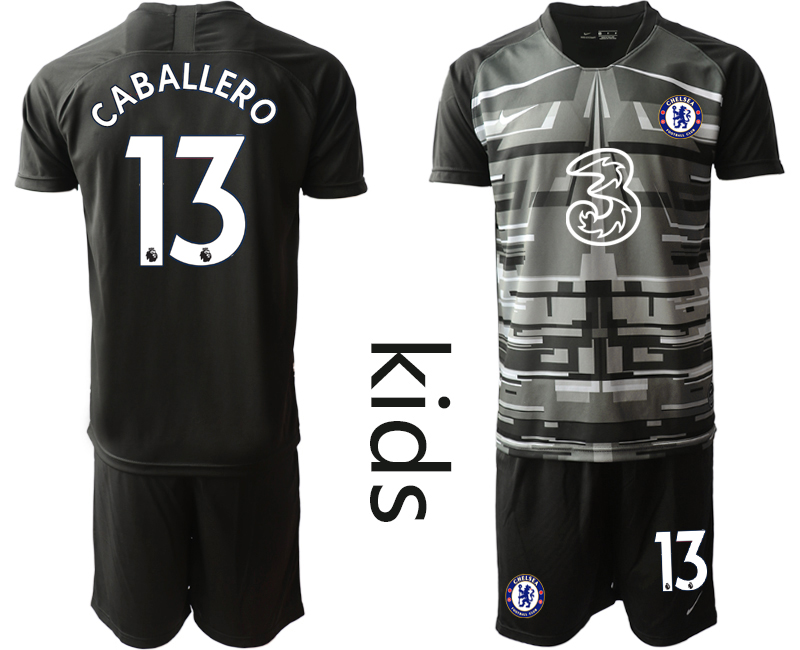 Youth 2020-21 Chelsea black goalkeeper 13# CABALLERO  soccer jerseys