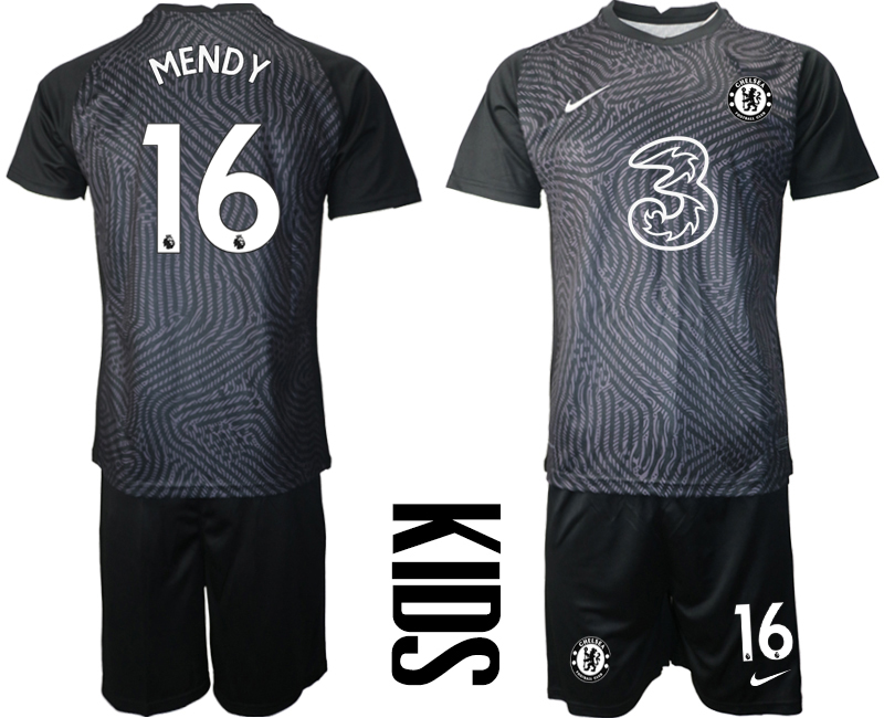 Youth 2020-21 Chelsea black goalkeeper 16# MENDY soccer jerseys