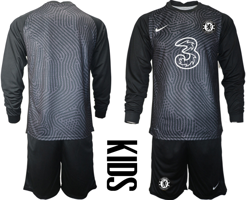 Youth 2020-21 Chelsea black goalkeeper long sleeve soccer jerseys