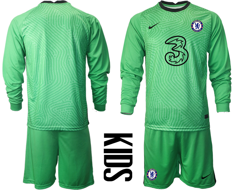 Youth 2020-21 Chelsea green goalkeeper long sleeve soccer jerseys