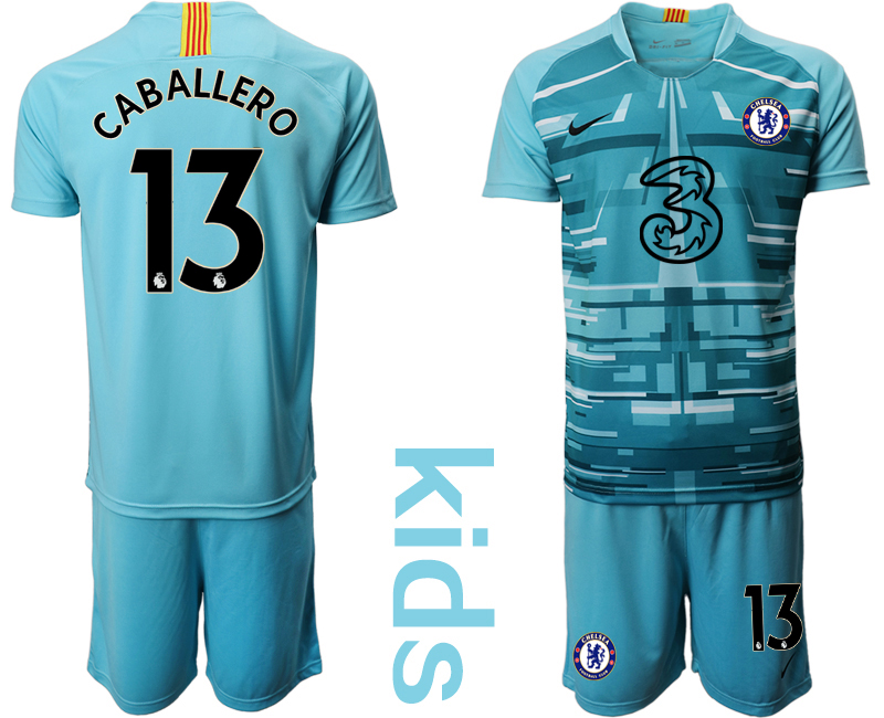 Youth 2020-21 Chelsea lake blue goalkeeper 13# CABALLERO soccer jerseys