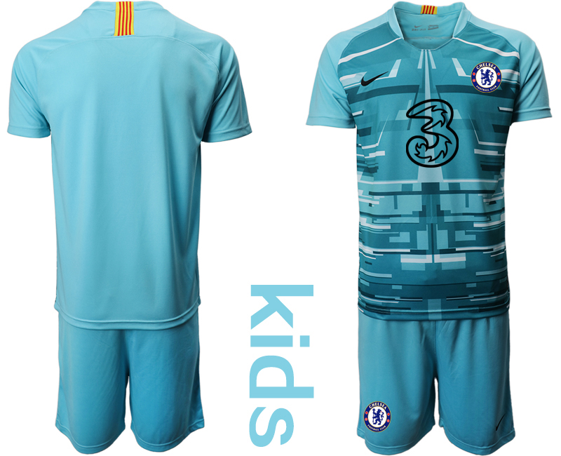 Youth 2020-21 Chelsea lake blue goalkeeper soccer jerseys