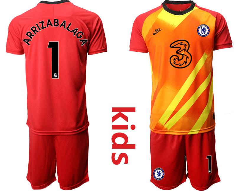 Youth 2020-21 Chelsea red goalkeeper 1# ARRIZABALAGA  soccer jerseys