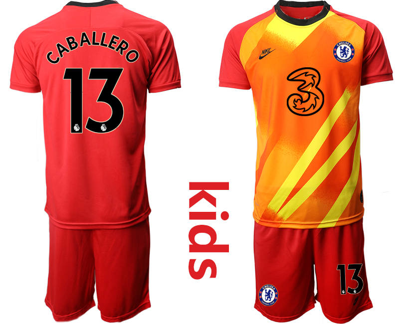 Youth 2020-21 Chelsea red goalkeeper 13# CABALLERO  soccer jerseys