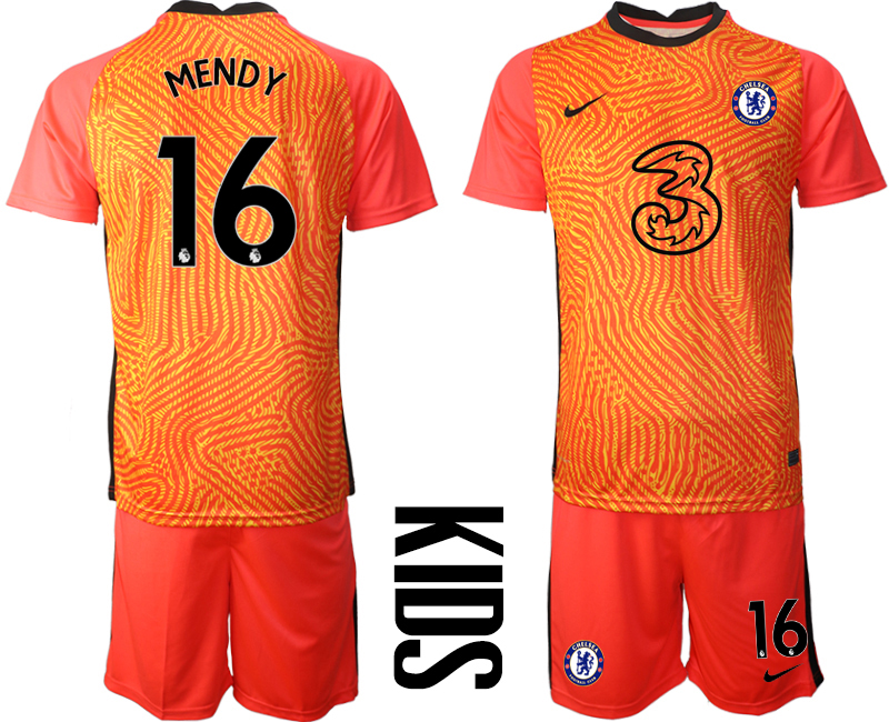 Youth 2020-21 Chelsea red goalkeeper 16# MENDY soccer jerseys