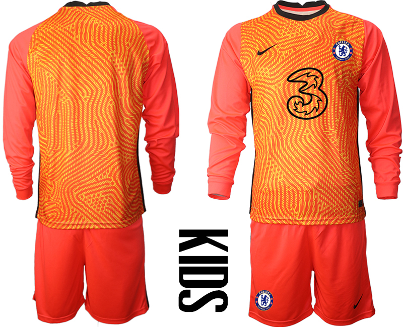 Youth 2020-21 Chelsea red goalkeeper long sleeve soccer jerseys