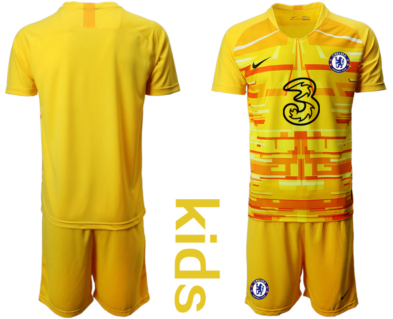 Youth 2020-21 Chelsea yellow goalkeeper  soccer jerseys