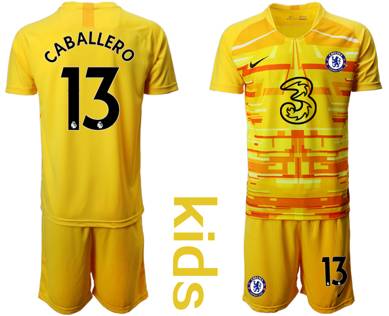 Youth 2020-21 Chelsea yellow goalkeeper 13# CABALLERO  soccer jerseys