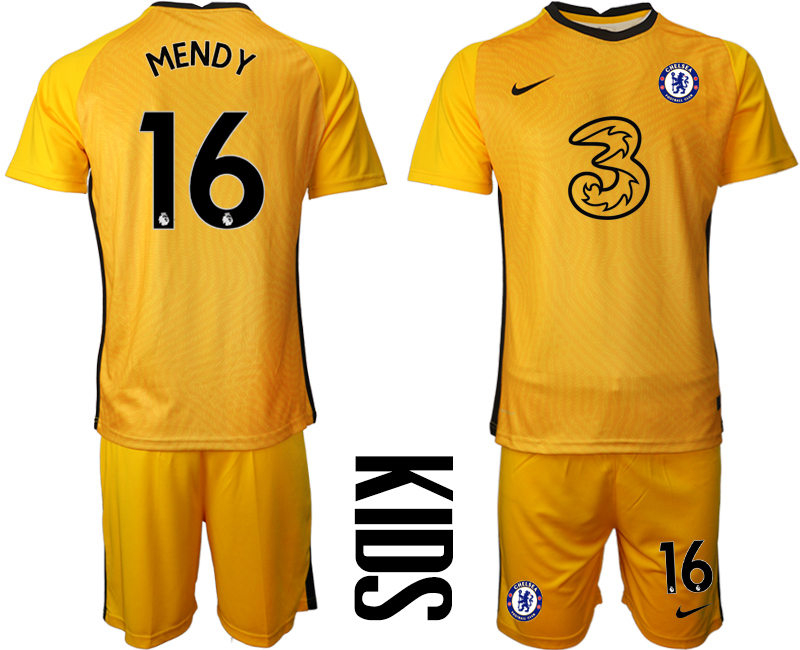 Youth 2020-21 Chelsea yellow goalkeeper 16# MENDY soccer jerseys