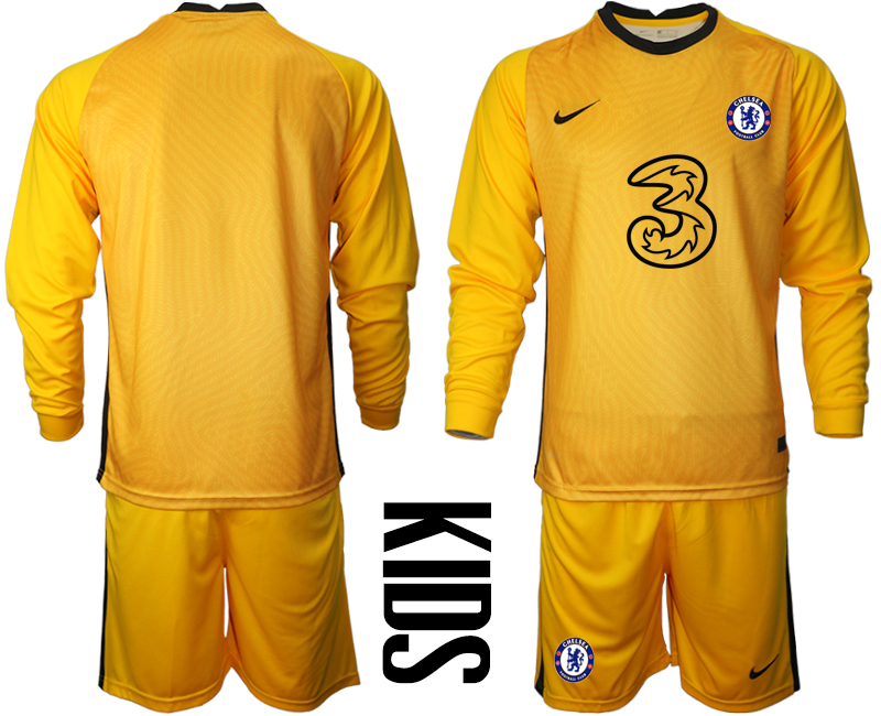 Youth 2020-21 Chelsea yellow goalkeeper long sleeve soccer jerseys