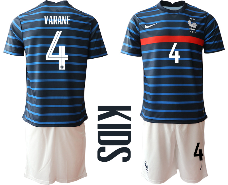 Youth 2020-21 France home 4# VARANE soccer jerseys