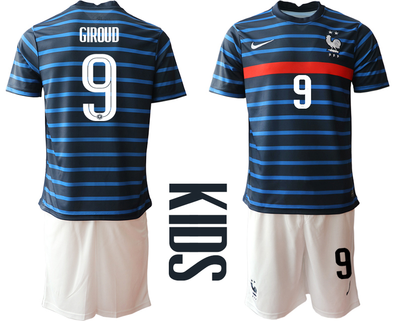 Youth 2020-21 France home 9# GIROUD soccer jerseys