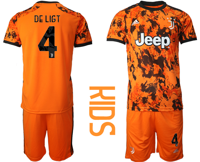 Youth 2020-21 Juventus away  4# DE LIGT soccer jerseys