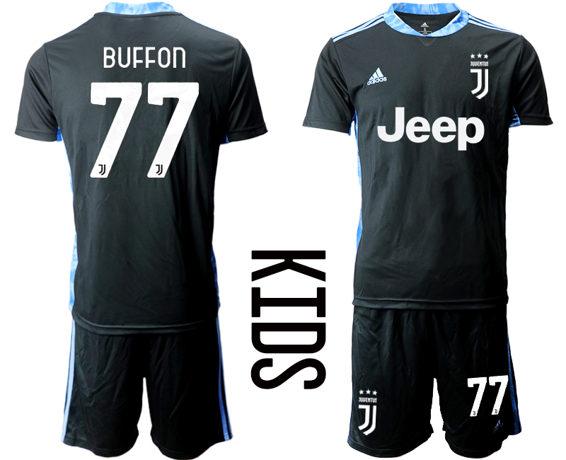 Youth 2020-21 Juventus black goalkeeper 77# BUFFON soccer jerseys