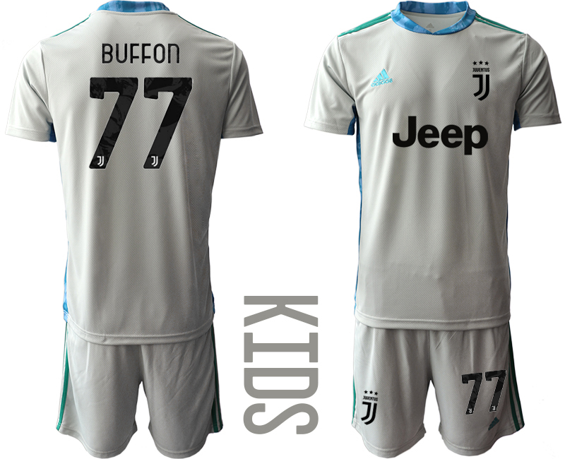 Youth 2020-21 Juventus gray goalkeeper 77# BUFFON soccer jerseys