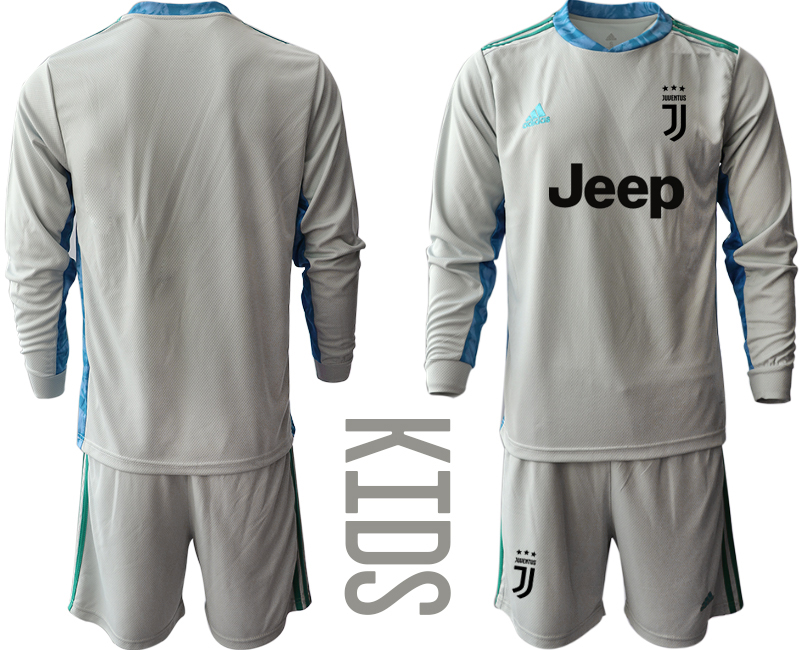 Youth 2020-21 Juventus gray goalkeeper long sleeve soccer jerseys