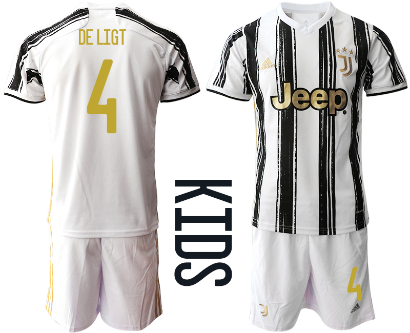 Youth 2020-21 Juventus home 4# DE LIGT soccer jerseys.