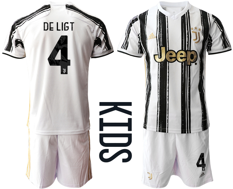 Youth 2020-21 Juventus home 4# DE LIGT soccer jerseys