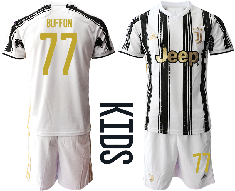 Youth 2020-21 Juventus home 77# BUFFON soccer jerseys.