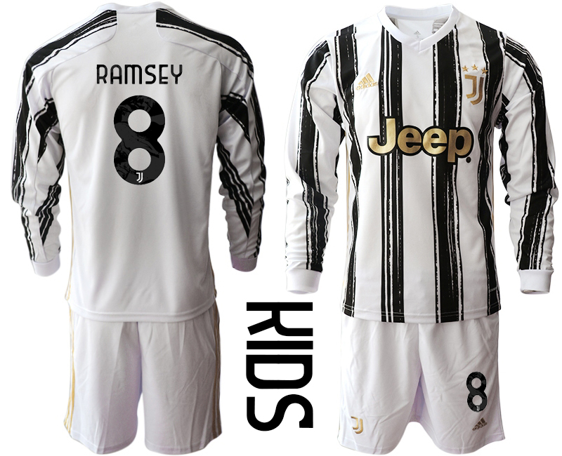 Youth 2020-21 Juventus home 8# RAMSEY long sleeve soccer jerseys