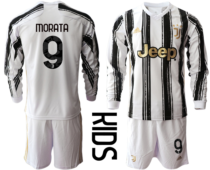 Youth 2020-21 Juventus home 9# MORATA long sleeve soccer jerseys