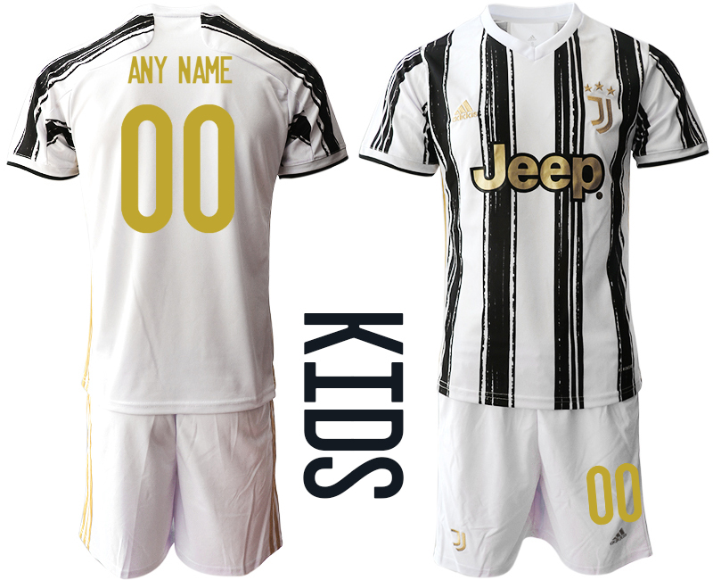 Youth 2020-21 Juventus home any name custom soccer jerseys.