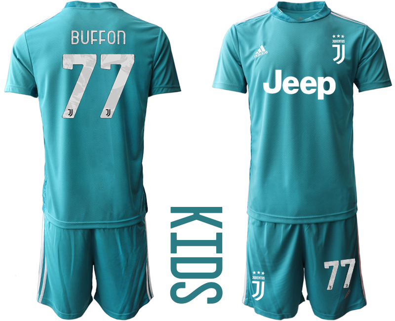 Youth 2020-21 Juventus lake blue goalkeeper 77# BUFFON soccer jerseys