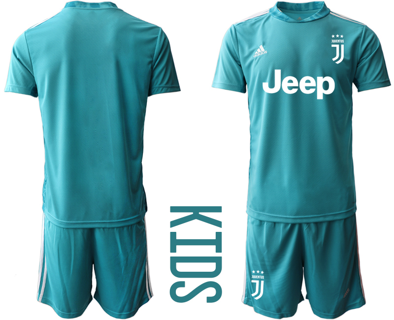 Youth 2020-21 Juventus lake blue goalkeeper soccer jerseys