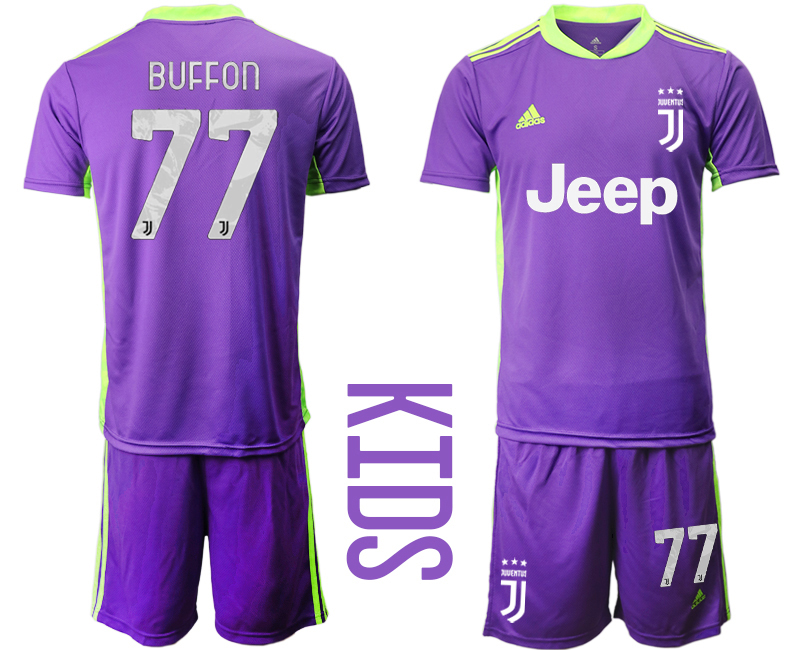 Youth 2020-21 Juventus purple goalkeeper 77# BUFFON soccer jerseys