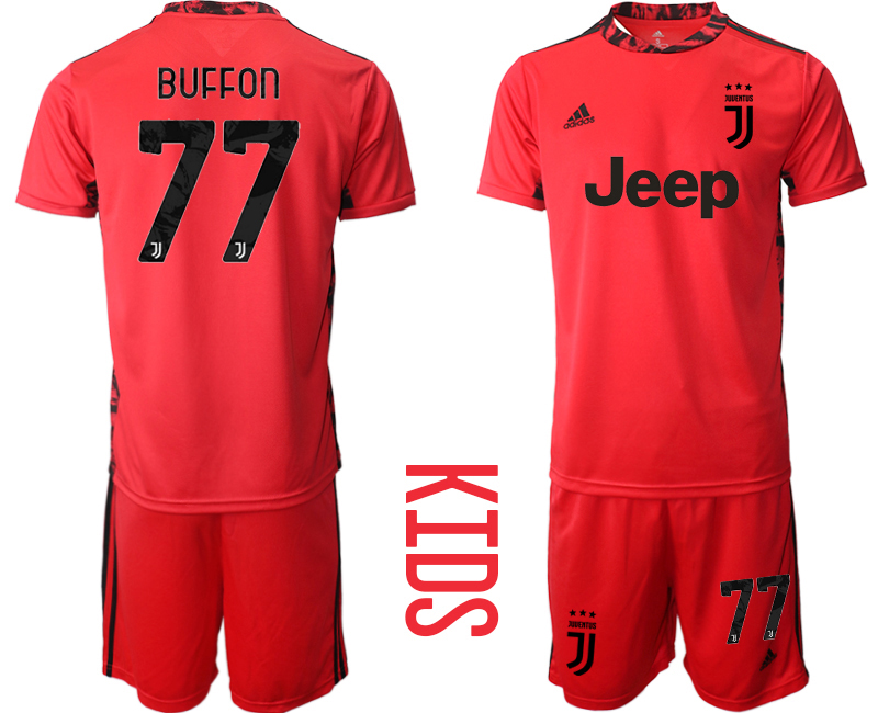 Youth 2020-21 Juventus red goalkeeper 77# BUFFON soccer jerseys