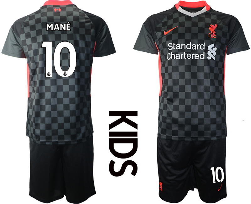 Youth 2020-21 Liverpool away 10# MANE black soccer jerseys