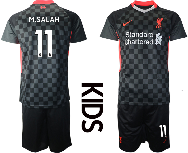 Youth 2020-21 Liverpool away 11# M.SALAH black soccer jerseys