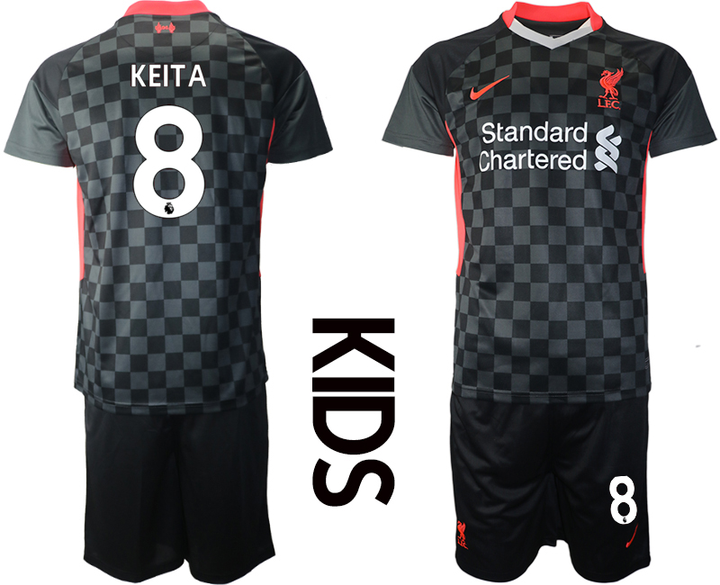 Youth 2020-21 Liverpool away 8# KEITA black soccer jerseys