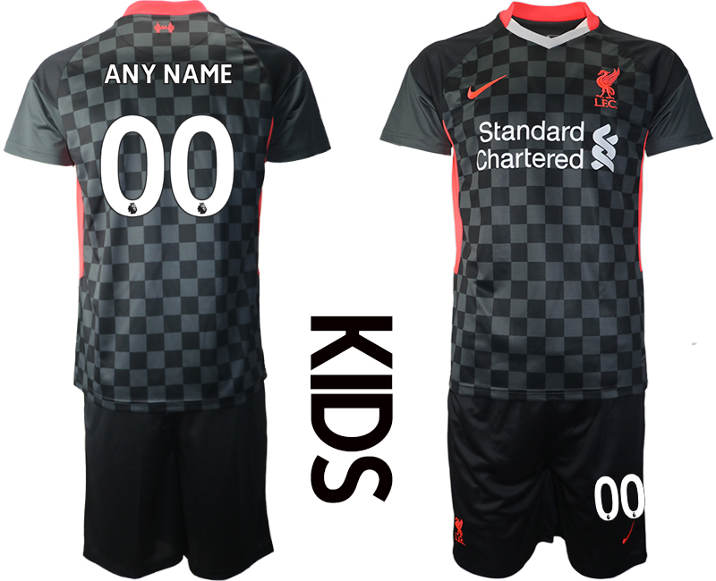 Youth 2020-21 Liverpool away any name black custom soccer jerseys