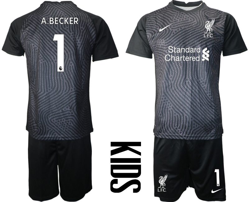 Youth 2020-21 Liverpool black goalkeeper 1# A.BECKER soccer jerseys