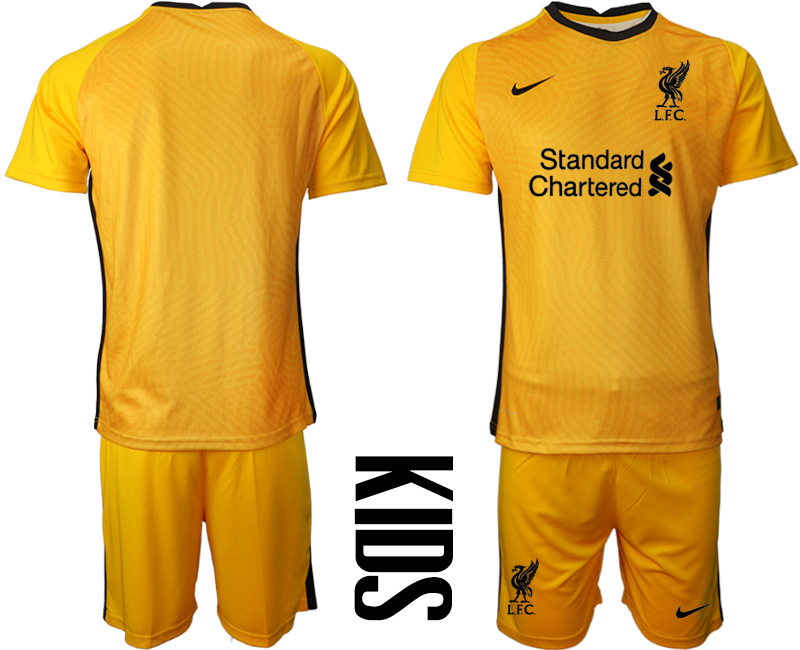 Youth 2020-21 Liverpool yellow goalkeeper soccer jerseys