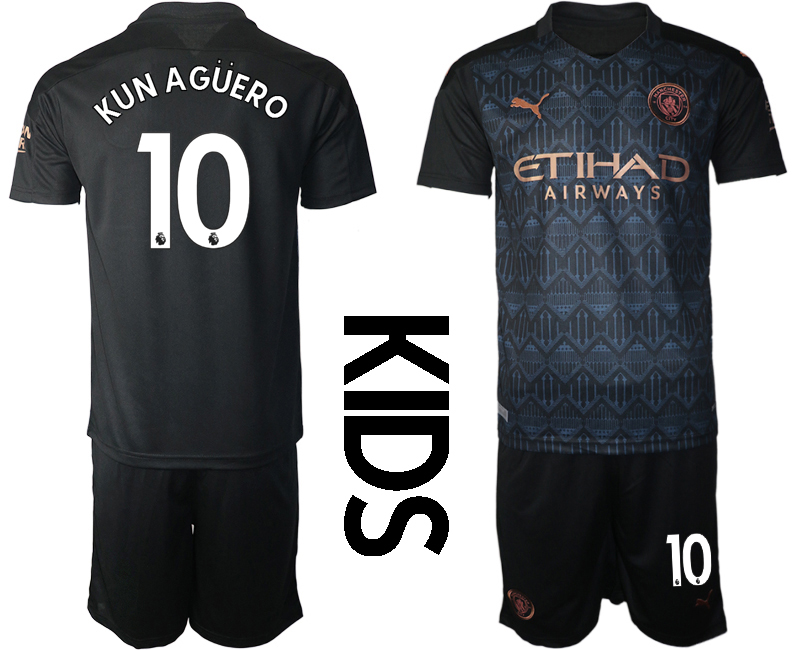 Youth 2020-21 Manchester City away 10# KUNAGUERO soccer jerseys