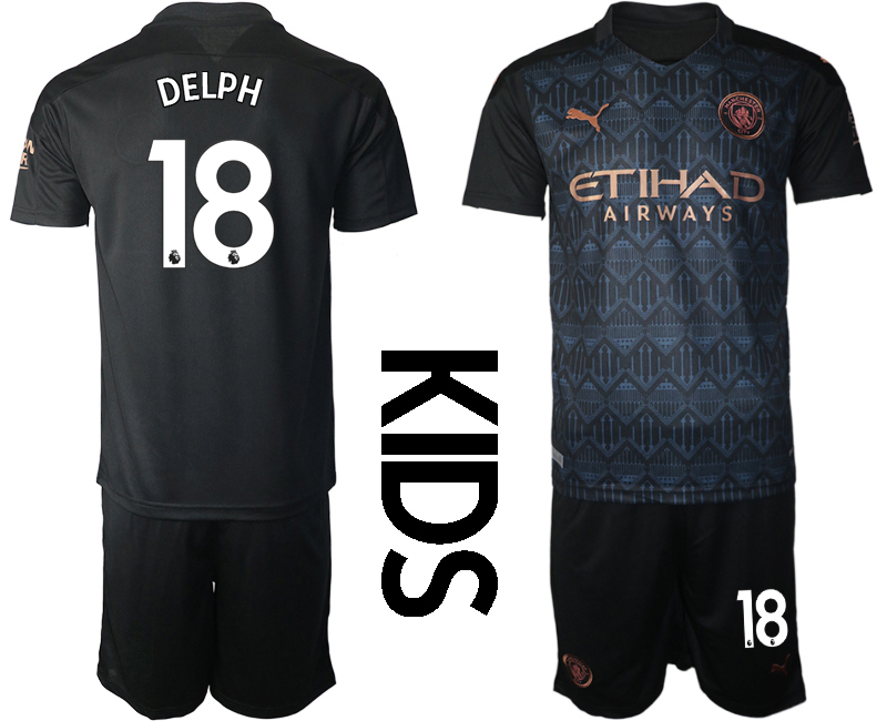 Youth 2020-21 Manchester City away 18# DELPH soccer jerseys