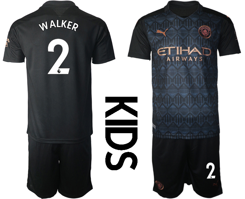 Youth 2020-21 Manchester City away 2# WALKER soccer jerseys