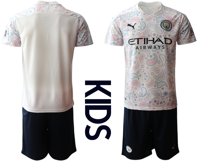 Youth 2020-21 Manchester City away white soccer jerseys