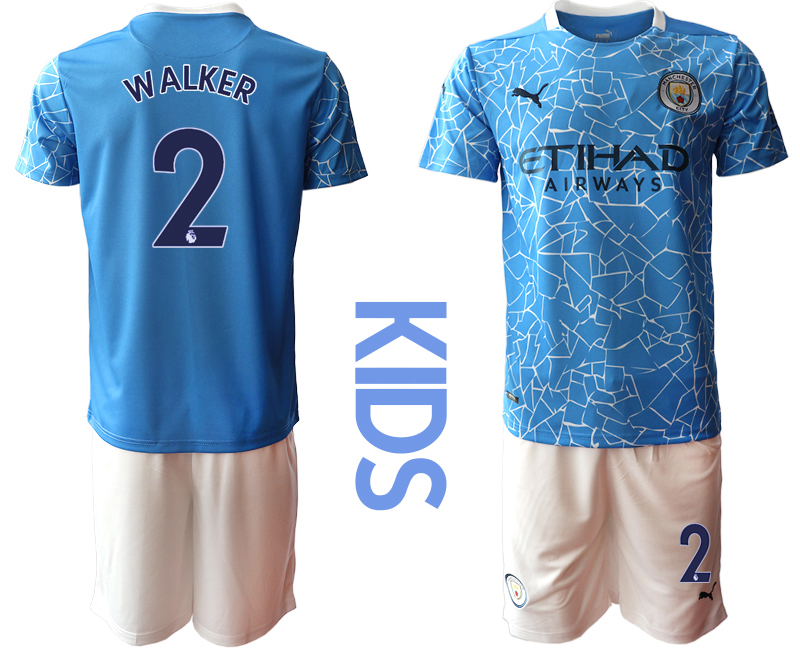 Youth 2020-21 Manchester City home 2# WALKER soccer jerseys