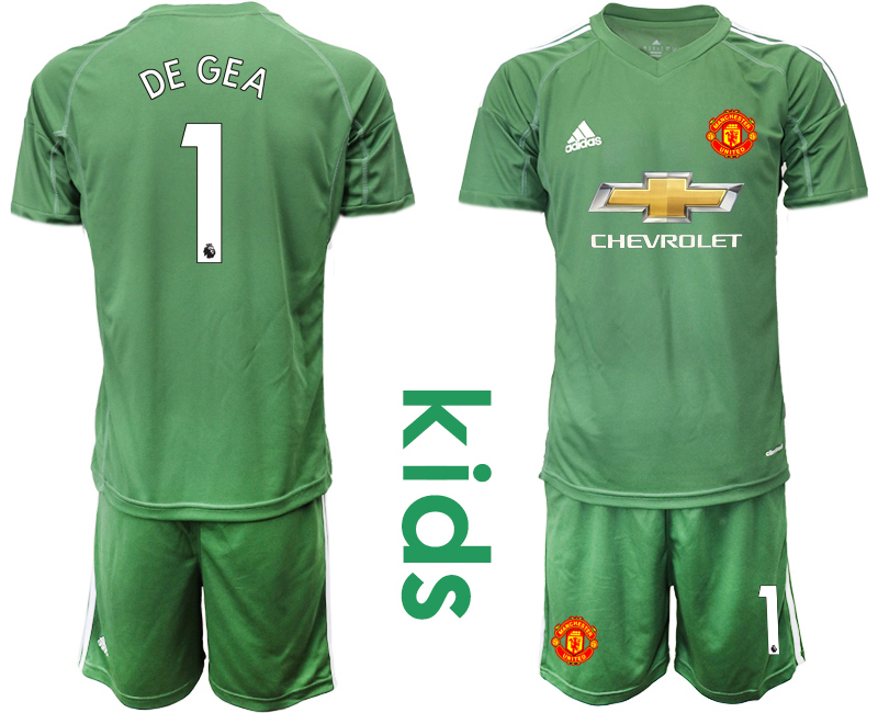 Youth 2020-21 Manchester United army green goalkeeper 1# DE GEA soccer jerseys