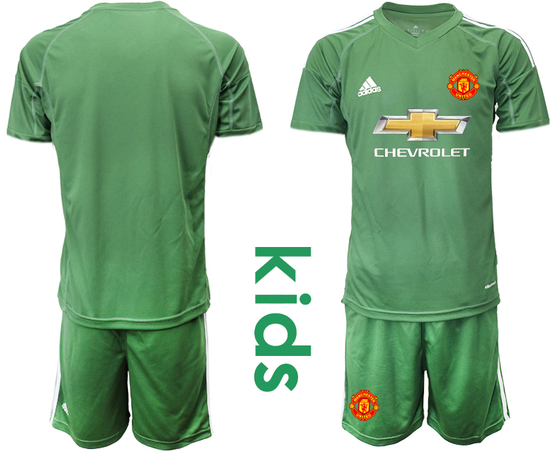 Youth 2020-21 Manchester United army green goalkeeper soccer jerseys