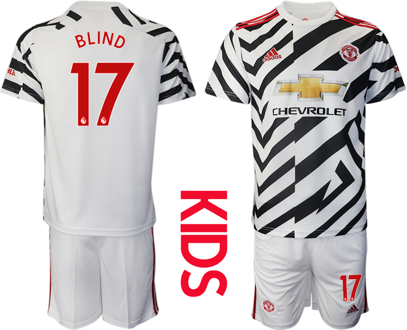 Youth 2020-21 Manchester United away 17# BLIND white soccer jerseys