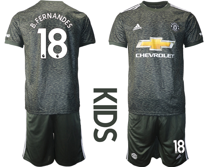 Youth 2020-21 Manchester United away 18# B.FERNANDES soccer jerseys