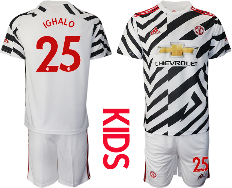 Youth 2020-21 Manchester United away 25# IGHALO white soccer jerseys