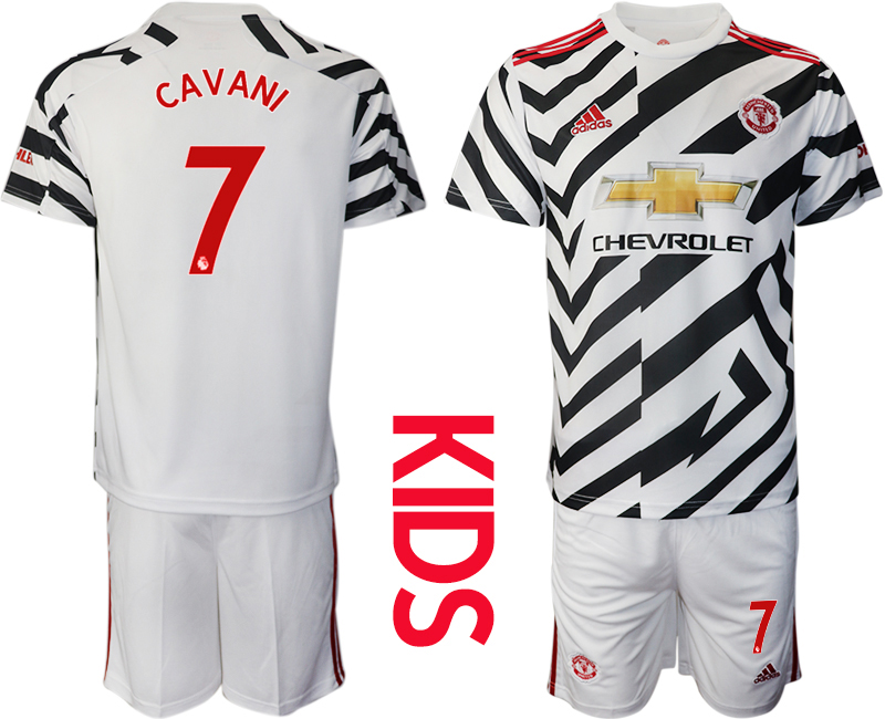 Youth 2020-21 Manchester United away 7# CAVANI white soccer jerseys