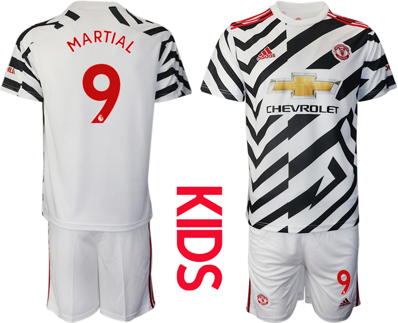 Youth 2020-21 Manchester United away 9# MARTIAL white soccer jerseys