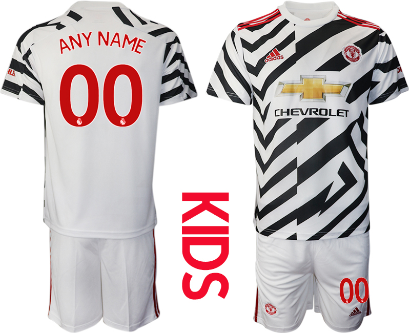 Youth 2020-21 Manchester United away any name white custom soccer jerseys