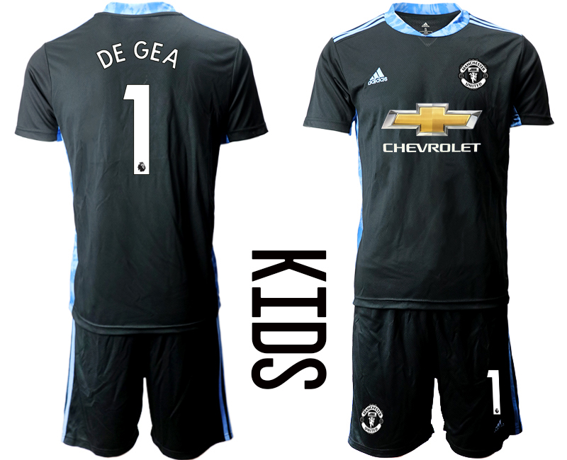 Youth 2020-21 Manchester United black goalkeeper 1# DE GEA soccer jerseys.